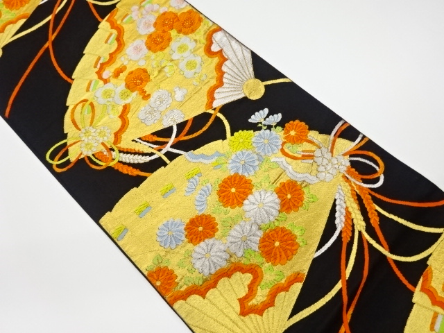 JAPANESE KIMONO / VINTAGE FUKURO OBI / WOVEN KIKU & UME BLOSSOM